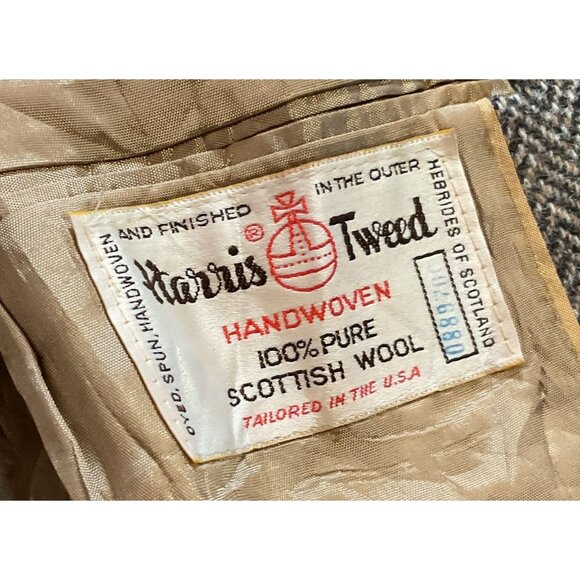 Vintage Harris Tweed Sport Sz 42S Brown Gray Herringbone Part Lined Scottish Men - Picture 4 of 7